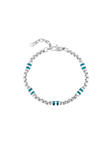 4US Paciotti | Bracciale in acciaio con barilotti in acciaio PVD blu | 4UBR7035