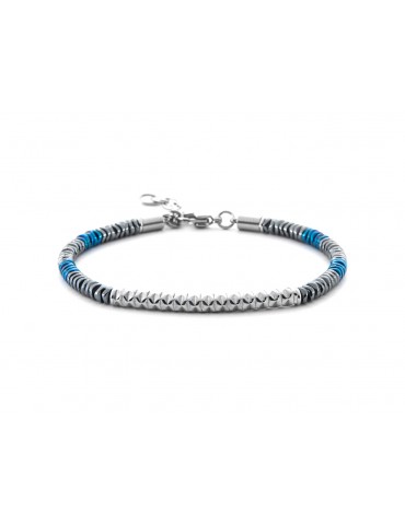 4US Paciotti | Bracciale in acciaio e acciaio PVD blu con ematite | 4UBR7029