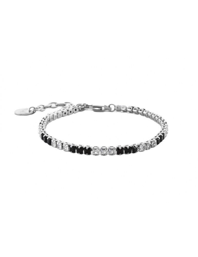 4US Paciotti | Bracciale in acciaio con zirconi bianchi e neri | 4UBR6976