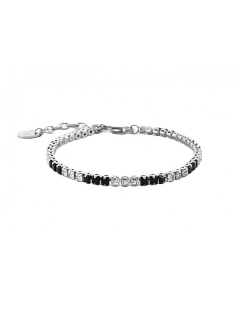 4US Paciotti | Bracciale in acciaio con zirconi bianchi e neri | 4UBR6976