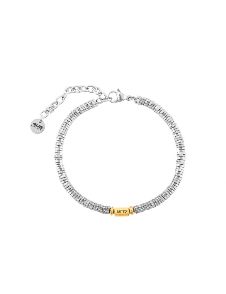 4US Paciotti | Bracciale in acciaio con elemento in acciaio PVD dorato | 4UBR7025