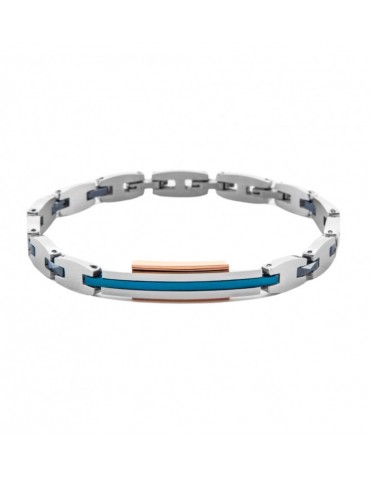 4US Paciotti | Bracciale in acciaio e acciaio PVD blu e rosa con ceramica blu | 4UBR7056