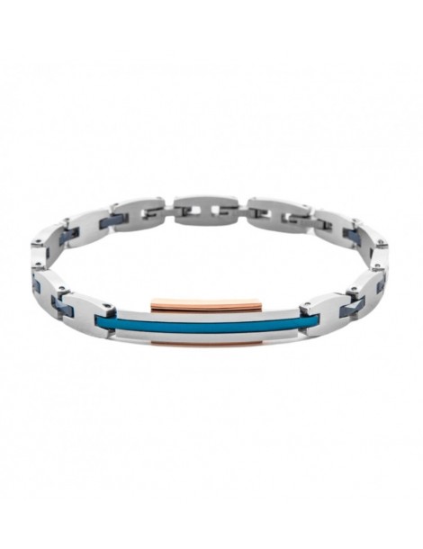 4US Paciotti | Bracciale in acciaio e acciaio PVD blu e rosa con ceramica blu | 4UBR7056