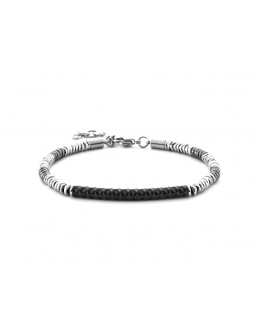 4US Paciotti | Bracciale in acciaio con targa in acciaio PVD nero | 4UBR7028