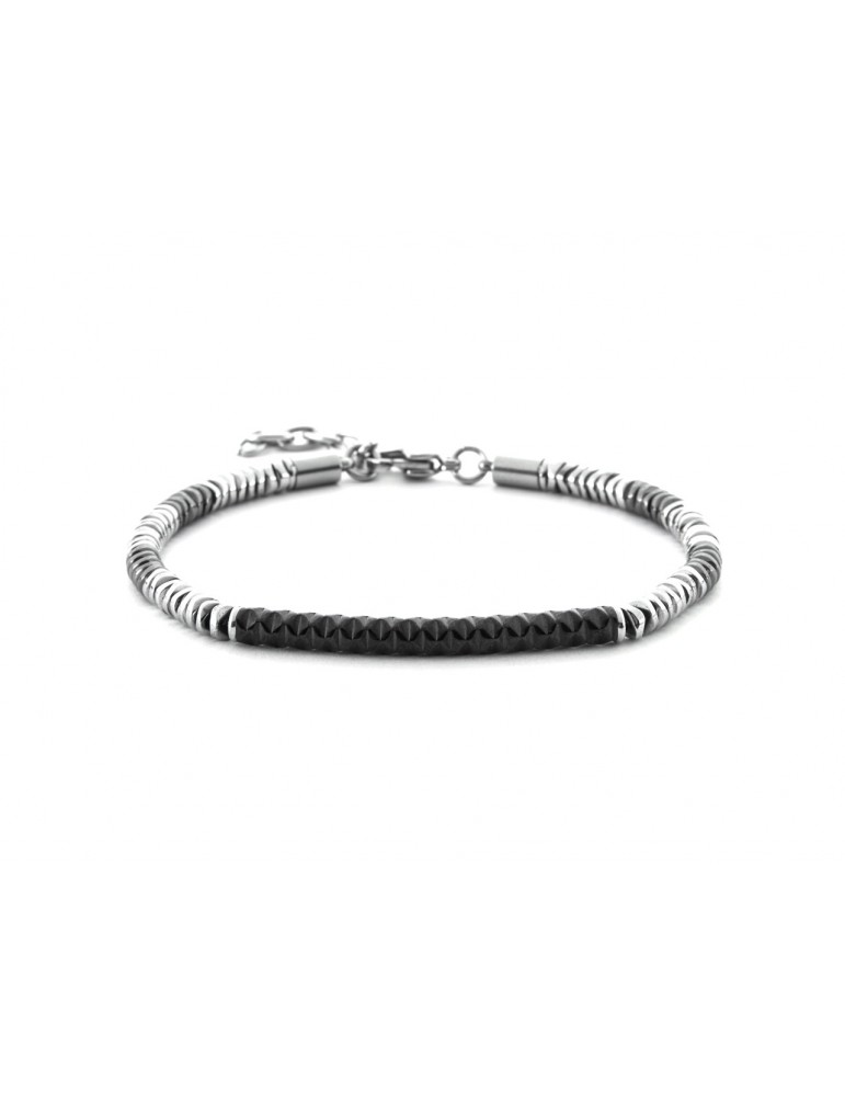 4US Paciotti | Bracciale in acciaio con targa in acciaio PVD nero | 4UBR7028