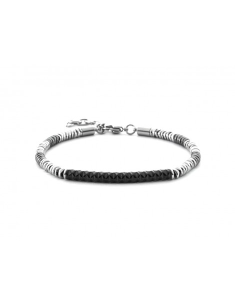 4US Paciotti | Bracciale in acciaio con targa in acciaio PVD nero | 4UBR7028