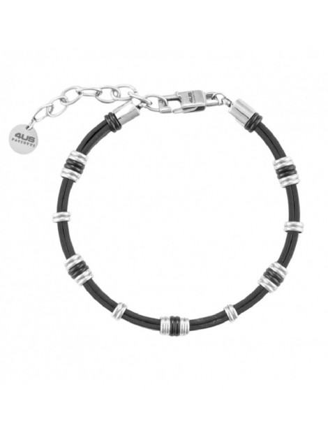 4US Paciotti | Bracciale in ecopelle con elementi in acciaio e acciaio PVD nero | 4UBR7066