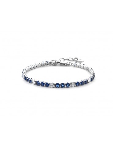 4US Paciotti | Bracciale tennis in acciaio con zirconi bianchi e blu | 4UBR6354