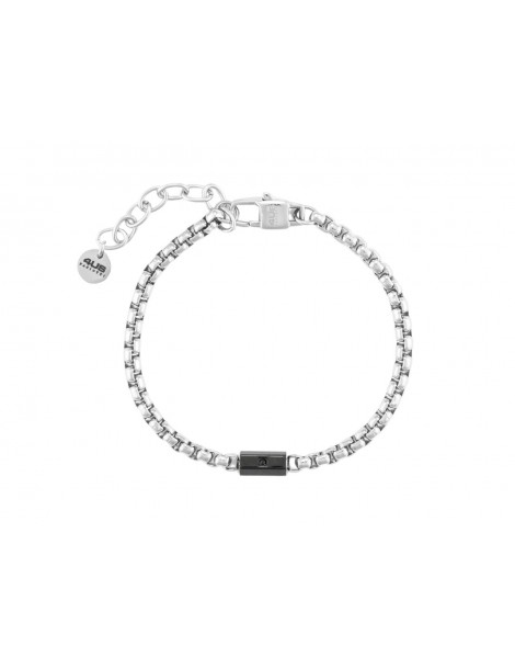 4US Paciotti | Bracciale in acciaio con elemento in acciaio PVD nero e zircone nero | 4UBR7016