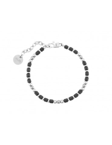 4US Paciotti | Bracciale con sfere in acciaio e barilotti in acciaio PVD nero | 4UBR7008