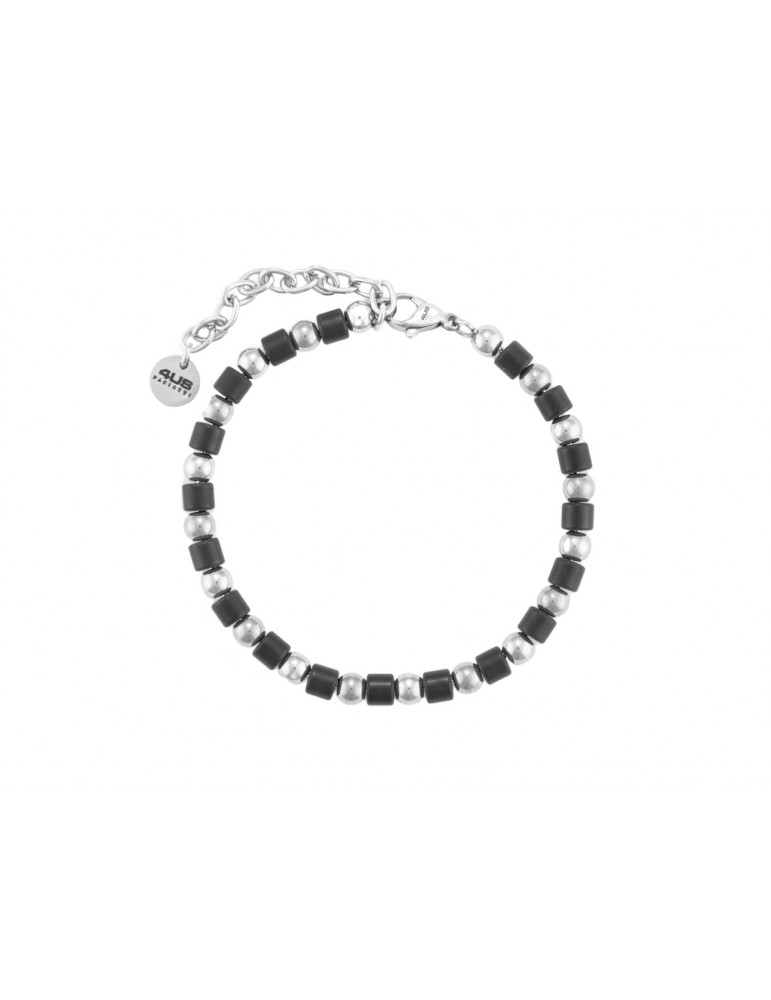 4US Paciotti | Bracciale in acciaio con sfere in acciaio e barilotti in acciaio PVD nero | 4UBR7003