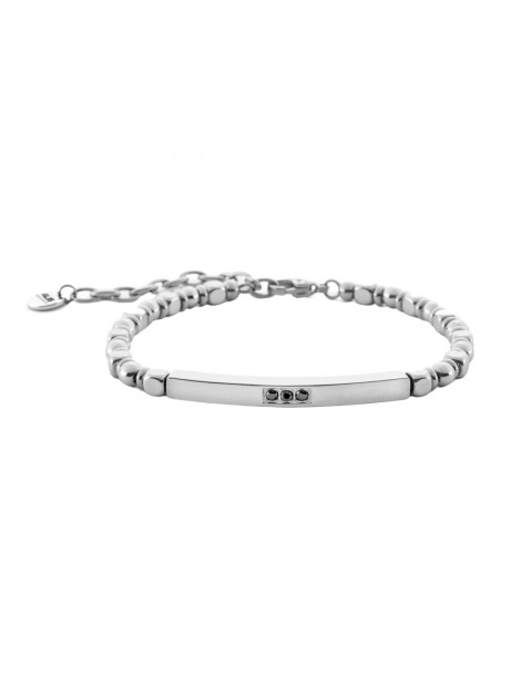 4US Paciotti | Bracciale in acciaio con targa zirconi neri e ematite | 4UBR6997