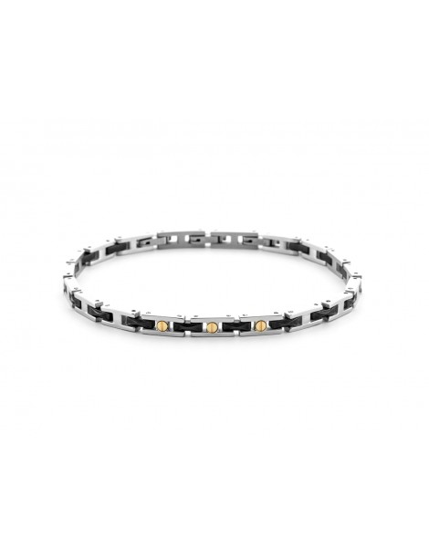 4US Paciotti | Bracciale in acciaio con ceramica nera e oro 750‰ | 4UBR6933