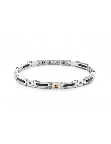 4US Paciotti | Bracciale in acciaio con ceramica nera e oro 750‰ | 4UBR6953