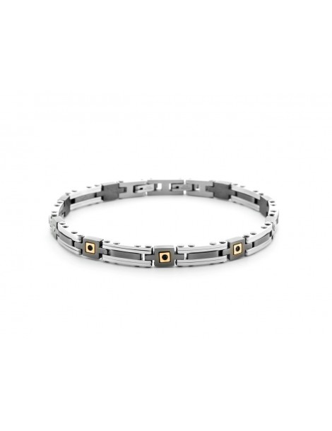 4US Paciotti | Bracciale in acciaio e acciaio PVD nero con spinelli neri e oro 750‰ | 4UBR6955