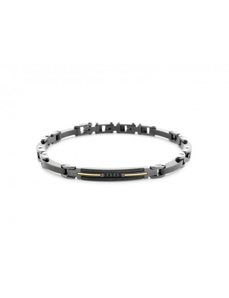 4US Paciotti | Bracciale in acciaio e acciaio PVD nero con spinelli neri ceramica nera e oro 750‰ | 4UBR6943