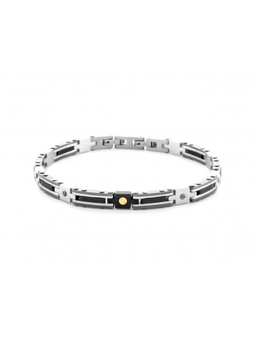 4US Paciotti | Bracciale in acciaio e acciaio PVD nero con oro 750‰ | 4UBR6954