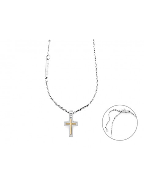 4US Paciotti | Collana con croce in acciaio e oro 750‰ | 4UCL6923