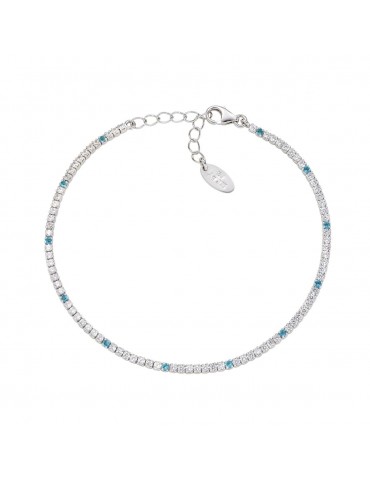 Amen | Tennis Mania | Bracciale tennis in argento 925‰ con zirconi bianchi e azzurri | BT1B7BAC17