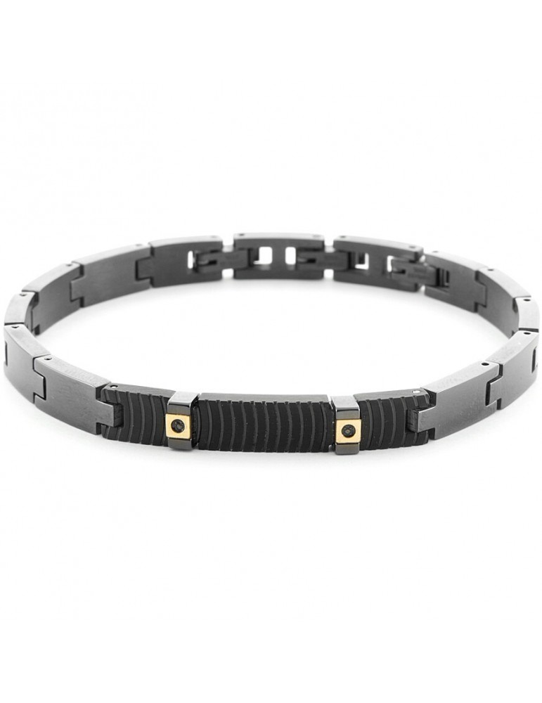 4US Paciotti | Bracciale in acciaio PVD nero con oro 750‰ | 4UBR6950