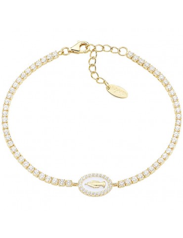 Amen | Miracolosa | Bracciale tennis in argento 925‰ dorato con medaglia miracolosa con zirconi bianchi | BTMISMGBZ16