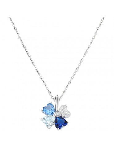 Amen | Quadricuore | Collana in argento 925‰ con zirconi blu multicolor | CLPQUBMBL