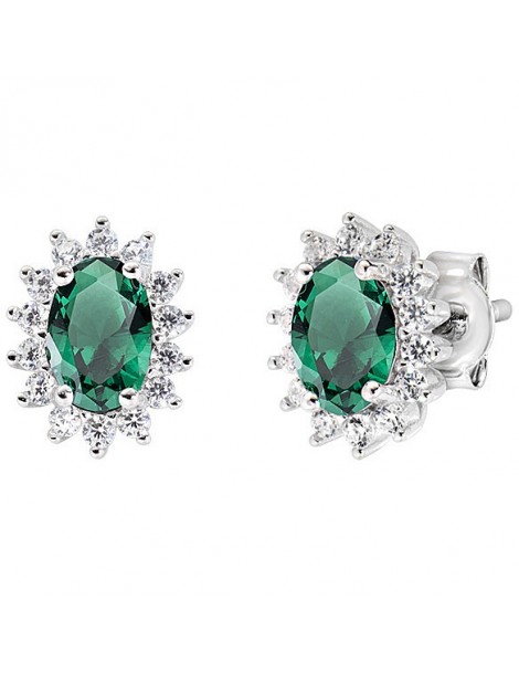 Amen | Lady | Orecchini in argento 925‰ con zircone verde e zirconi bianchi | ORLDPBBVE