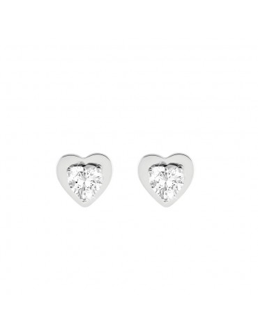 Stroili Oro 9KT | Bon Ton | Orecchini cuore in oro bianco 9KT con zirconi bianchi | 1400957