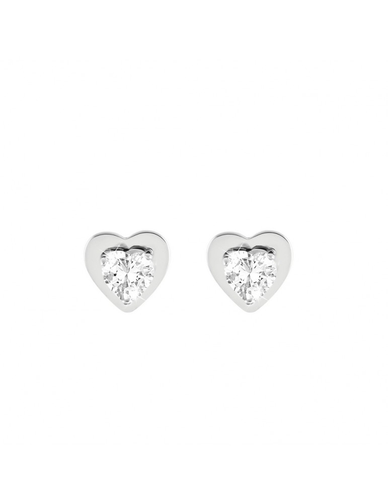 Stroili Oro 9KT | Bon Ton | Orecchini cuore in oro bianco 9KT con zirconi bianchi | 1400957