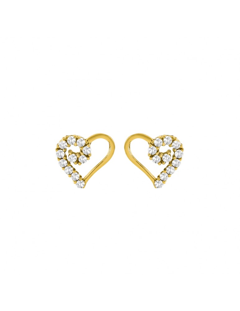 Stroili Oro 9KT | Bon Ton | Orecchini cuore in oro 9KT con zirconi bianchi | 1425412