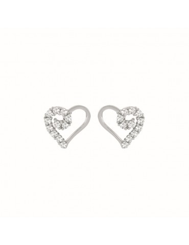 Stroili Oro 9KT | Bon Ton | Orecchini cuore in oro bianco 9KT con zirconi bianchi | 1400955