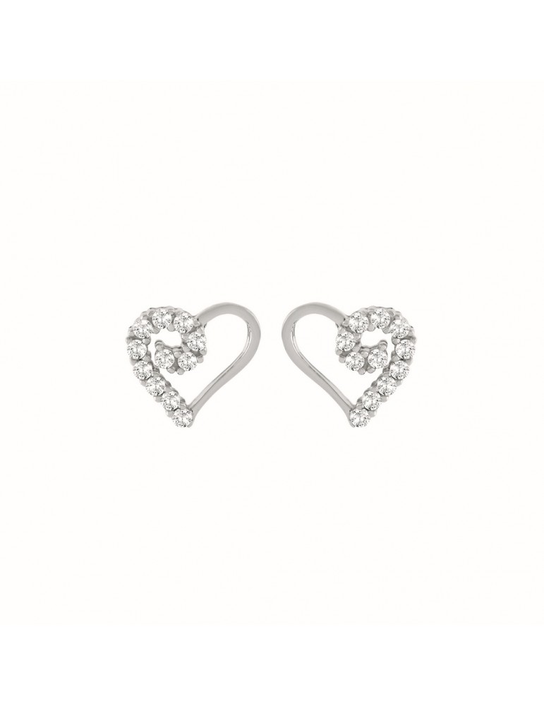 Stroili Oro 9KT | Bon Ton | Orecchini cuore in oro bianco 9KT con zirconi bianchi | 1400955