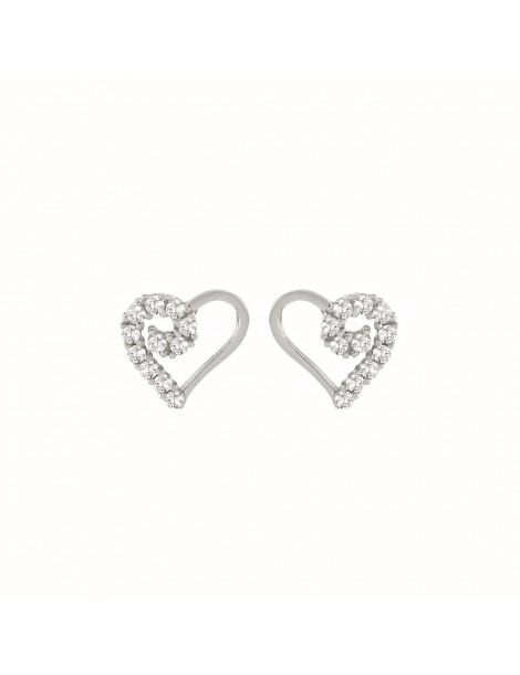 Stroili Oro 9KT | Bon Ton | Orecchini cuore in oro bianco 9KT con zirconi bianchi | 1400955