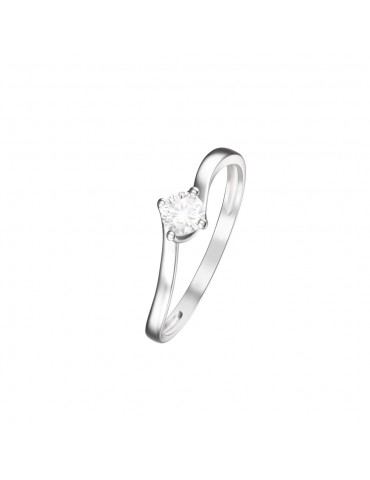 Stroili Oro 9KT | Claire | Anello solitario in oro bianco 9KT con zircone bianco | 1412179