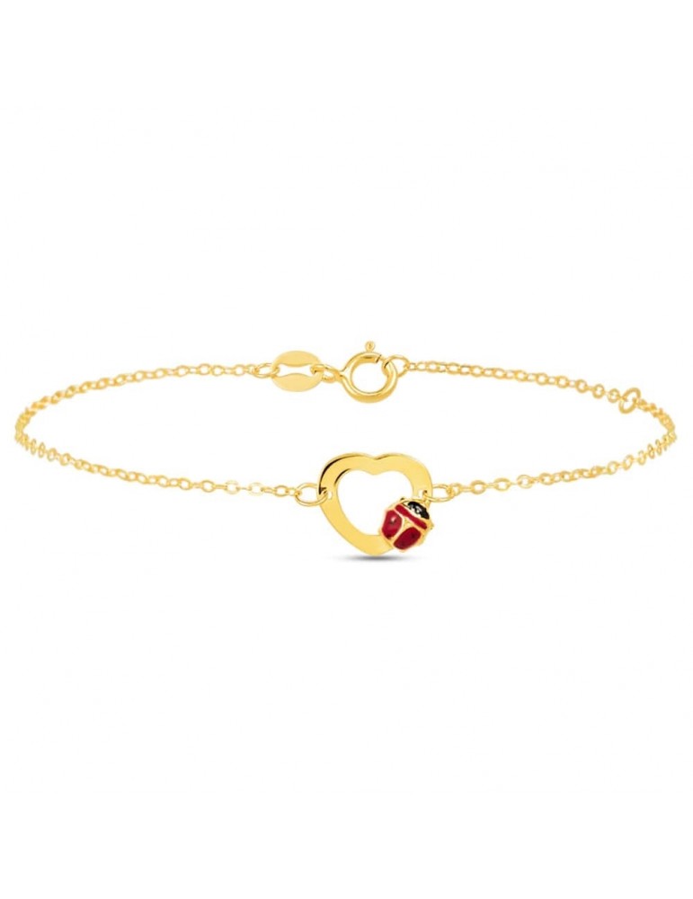 Stroili Oro 9KT | Mon Petit | Bracciale in oro 9KT con cuore e coccinella smaltata | 1425433