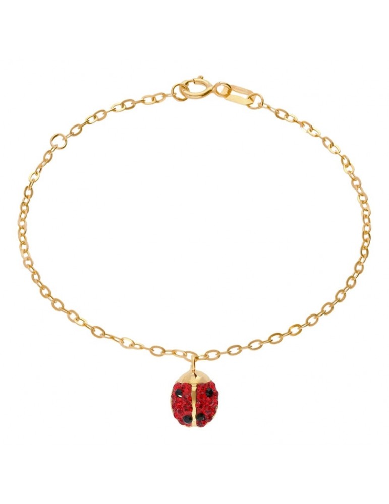 Stroili Oro 9KT | Mon Petit | Bracciale in oro 9KT con coccinella e cristalli multicolor | 1416671