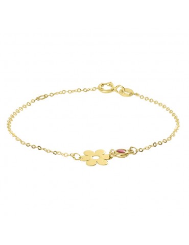 Stroili Oro 9KT | Mon Petit | Bracciale in oro 9KT con fiore e zircone rosso | 1432398