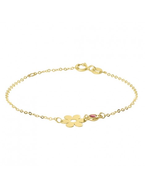 Stroili Oro 9KT | Mon Petit | Bracciale in oro 9KT con fiore e zircone rosso | 1432398