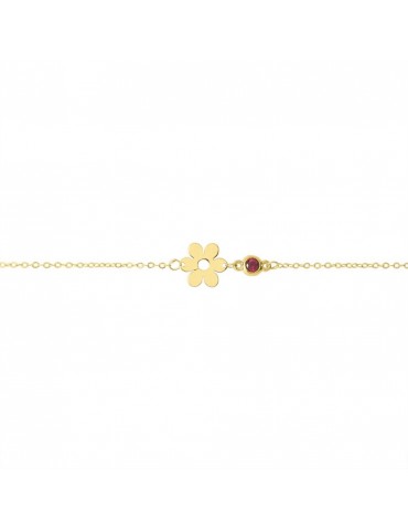 Stroili Oro 9KT | Mon Petit | Bracciale in oro 9KT con fiore e zircone rosso | 1432398