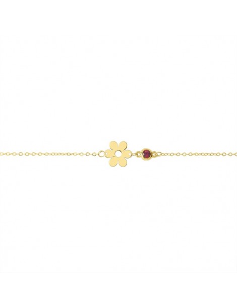 Stroili Oro 9KT | Mon Petit | Bracciale in oro 9KT con fiore e zircone rosso | 1432398