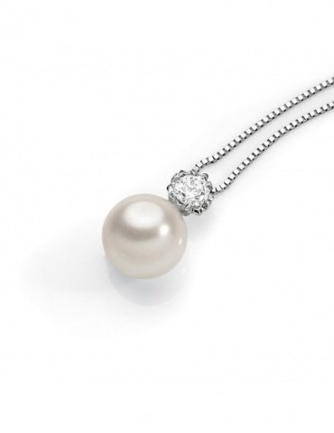 Ambrosia | Evergreen | Collana in Oro 750‰ con perla coltivata e zircone bianco | AGP 061