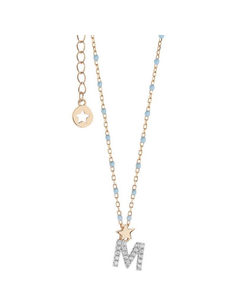 Comete gioielli | Stella | Collana In Argento 925% rosato e smalto azzurro | GLA 185