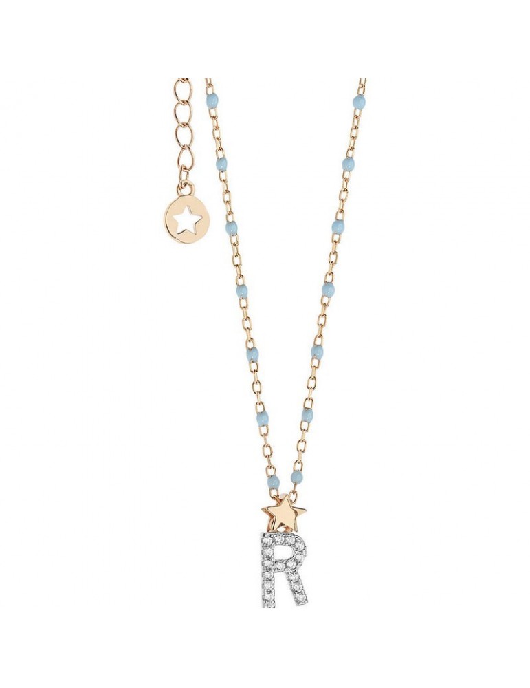 Comete gioielli | Stella | Collana In Argento 925% rosato e smalto azzurro | GLA 190