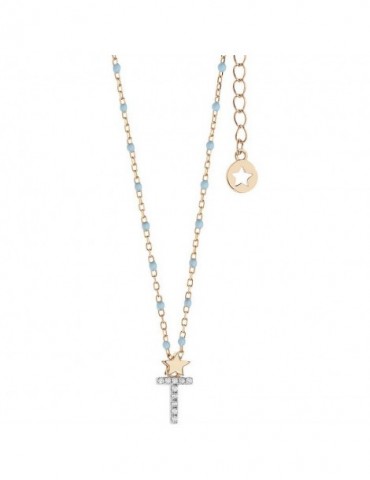 Comete gioielli | Stella | Collana In Argento 925% rosato e smalto azzurro | GLA 192