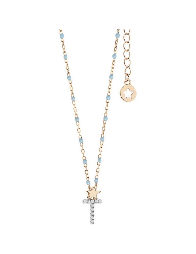 Comete gioielli | Stella | Collana In Argento 925% rosato e smalto azzurro | GLA 192