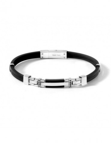 Comete gioielli | Steel | Bracciale uomo in acciaio con spinelli neri | UBR 383