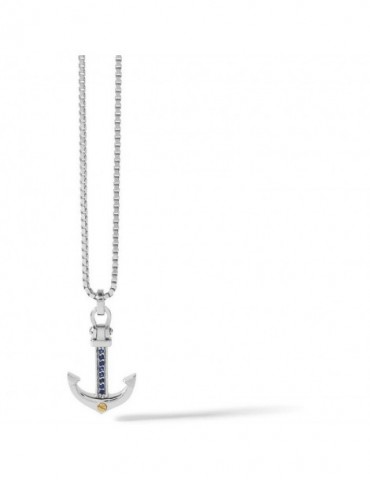 Comete gioielli | Collezione Passioni | Collana uomo in argento 925‰ con ancora e spinelli blu | UGL 589