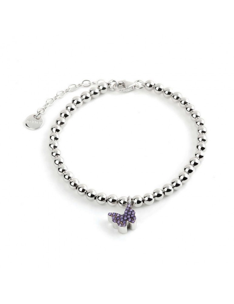 Jack&co | Classic | Bracciale in argento 925‰ con farfalla in pavè di zirconi viola | JCB0984