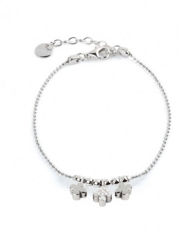 Jack&co | Petits | Bracciale in argento 925‰ con quadrifogli e zirconi bianchi | JCB1001