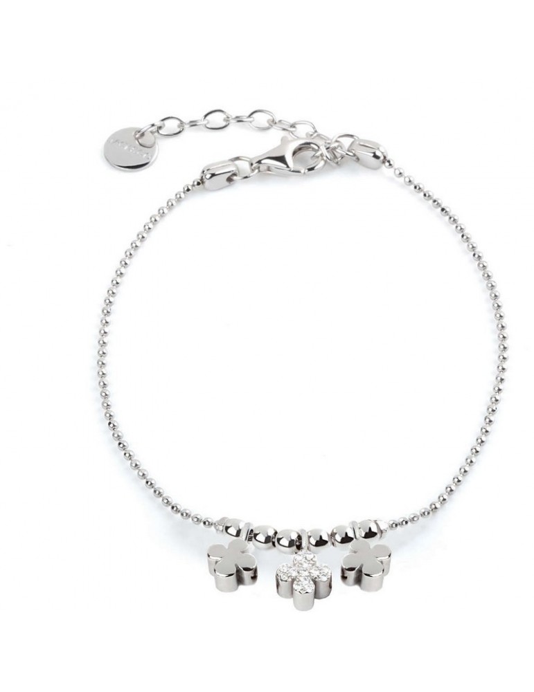 Jack&co | Petits | Bracciale in argento 925‰ con quadrifogli e zirconi bianchi | JCB1001